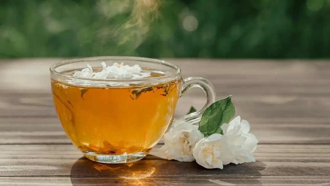 Herbal tea with Arabian jasmine flowers, promoting Herbal Supplements for Menopause