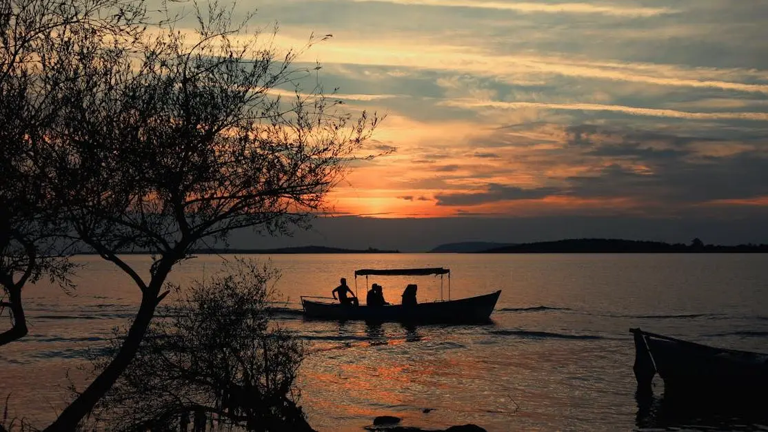 Calming boat scene at dawn, symbolizing irritation relief for irritable urinary bladder.