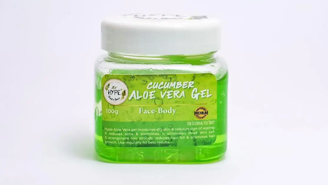 Container of Aloe Vera, effective underboob heat rash remedy.