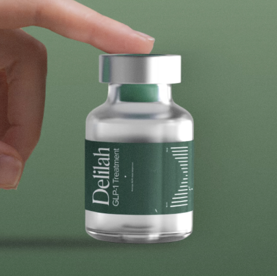 Vial of a GLP-1 Weight Loss Treatment from Delilah Health - medical experts in health and weight loss